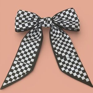 🎀Black & White Checkered Chic Twilly | Versatile Hair, Neck, or Bag Scarf